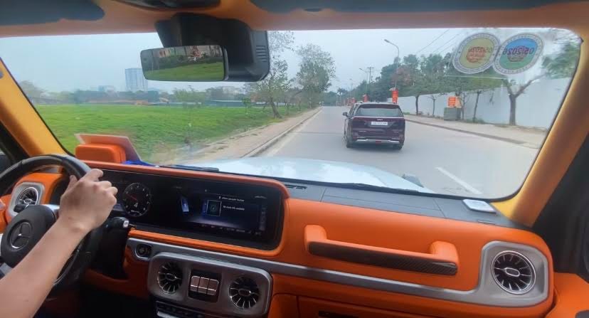 Inside the transfer vehicle on the road from Noi Bai International